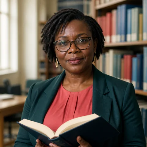 A professor researching in a university library